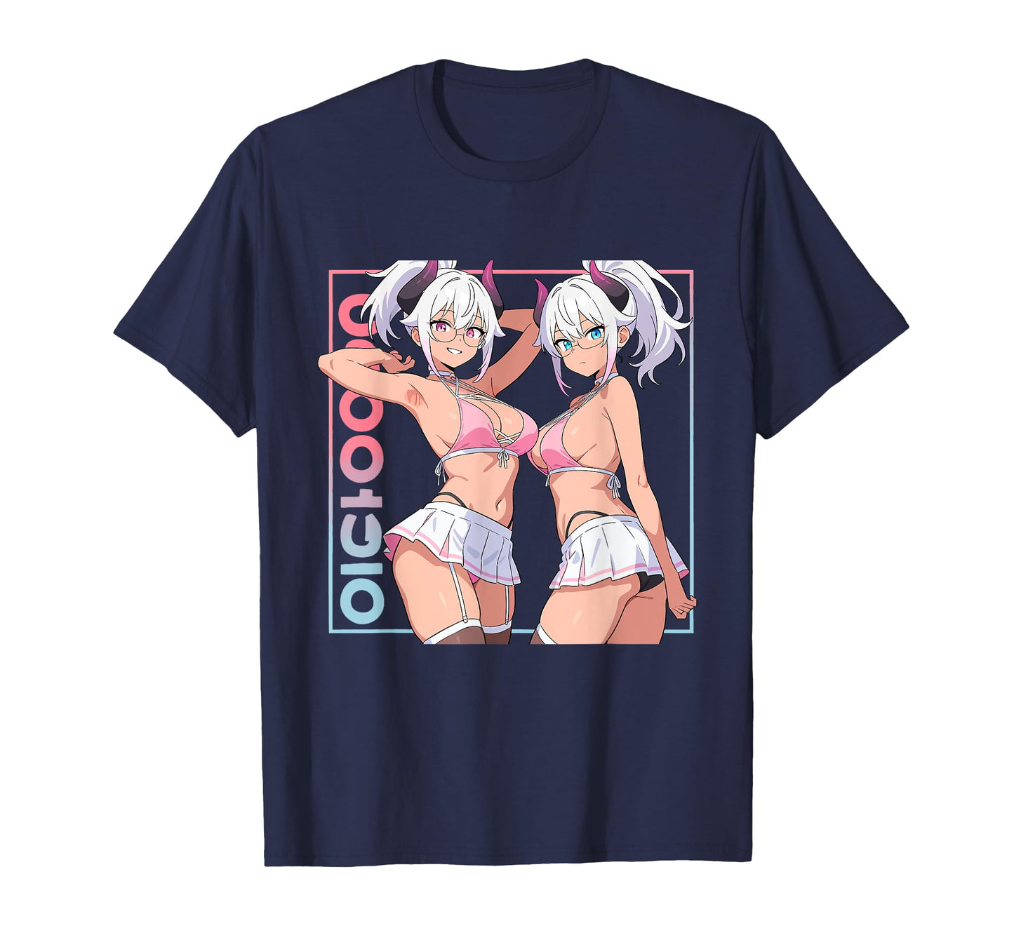 Waifu Sexy Anime Girl Horns Mini Skirt Japanese Retro Art T-Shirt