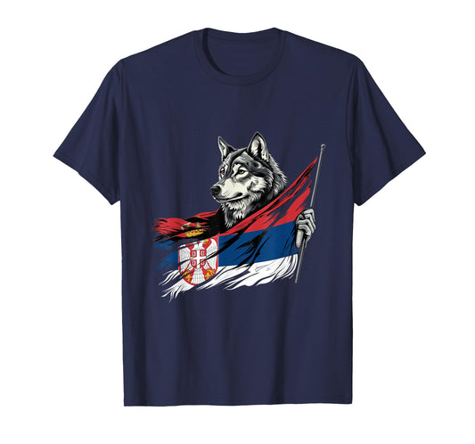 Serbia Flag Serbian Pride Serbian Roots Wolf Heart Srbija T-Shirt