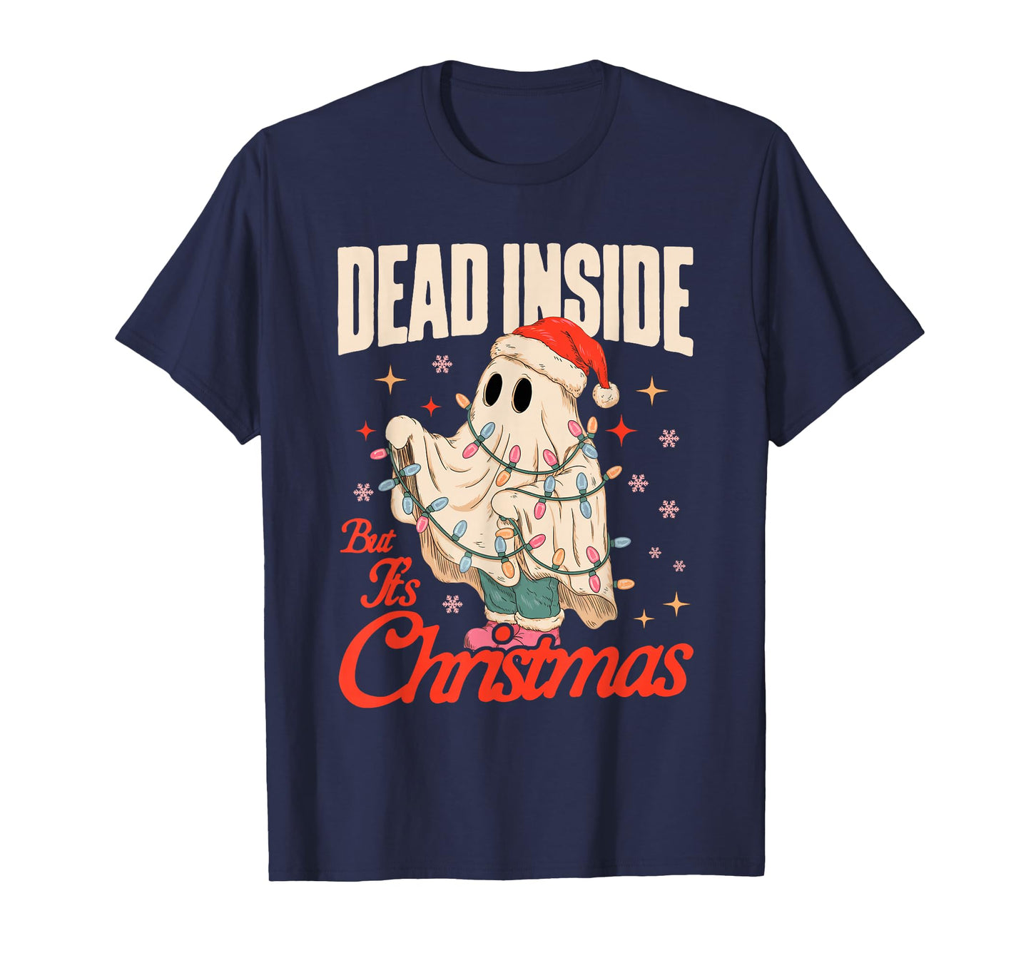 Dead Inside But It's Christmas Funny Christmas Ghost T-Shirt