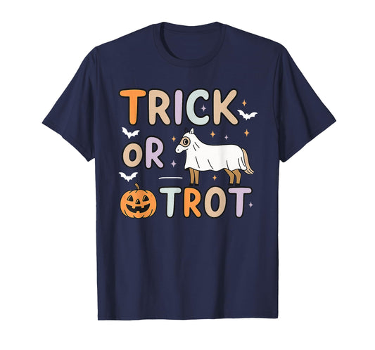 Trick Or Trot Halloween Pumpkin Ghost Horse T-Shirt