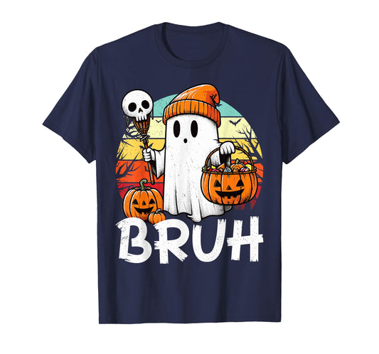 Bruh Ghost Funny Halloween Boo Spooky Halloween Bruh Ghost T-Shirt