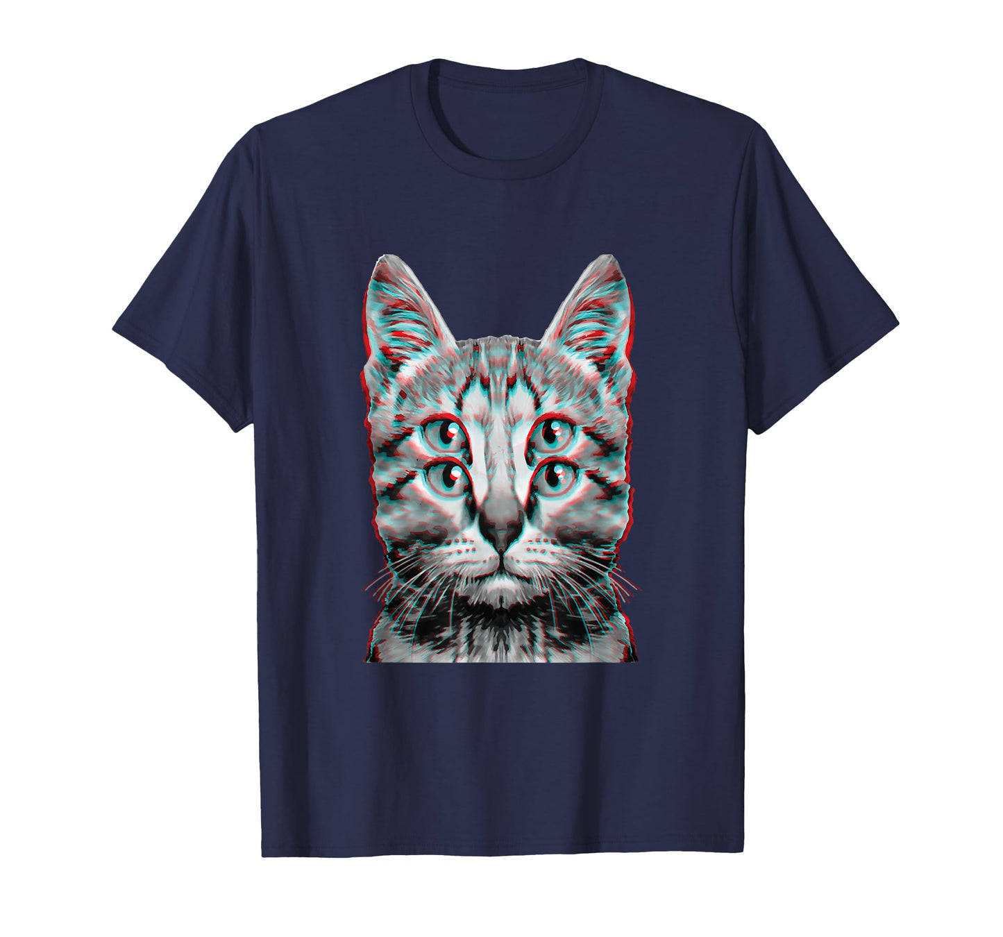 Glitch Weird Cat Kitten Optical Illusion Cat Mom Dad T-Shirt