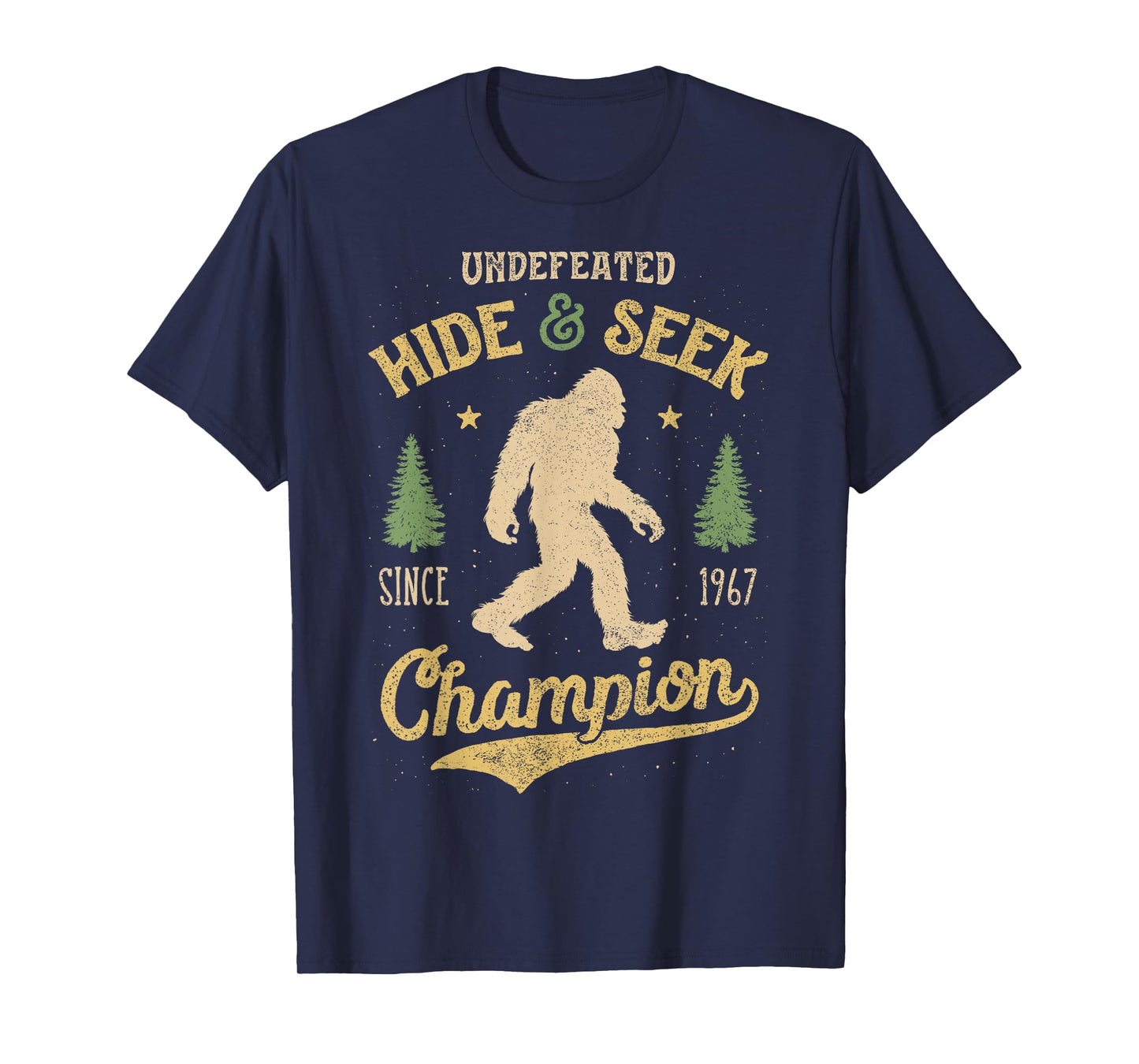 Bigfoot Hide And Seek Champion Funny Sasquatch Retro Vintage T-Shirt