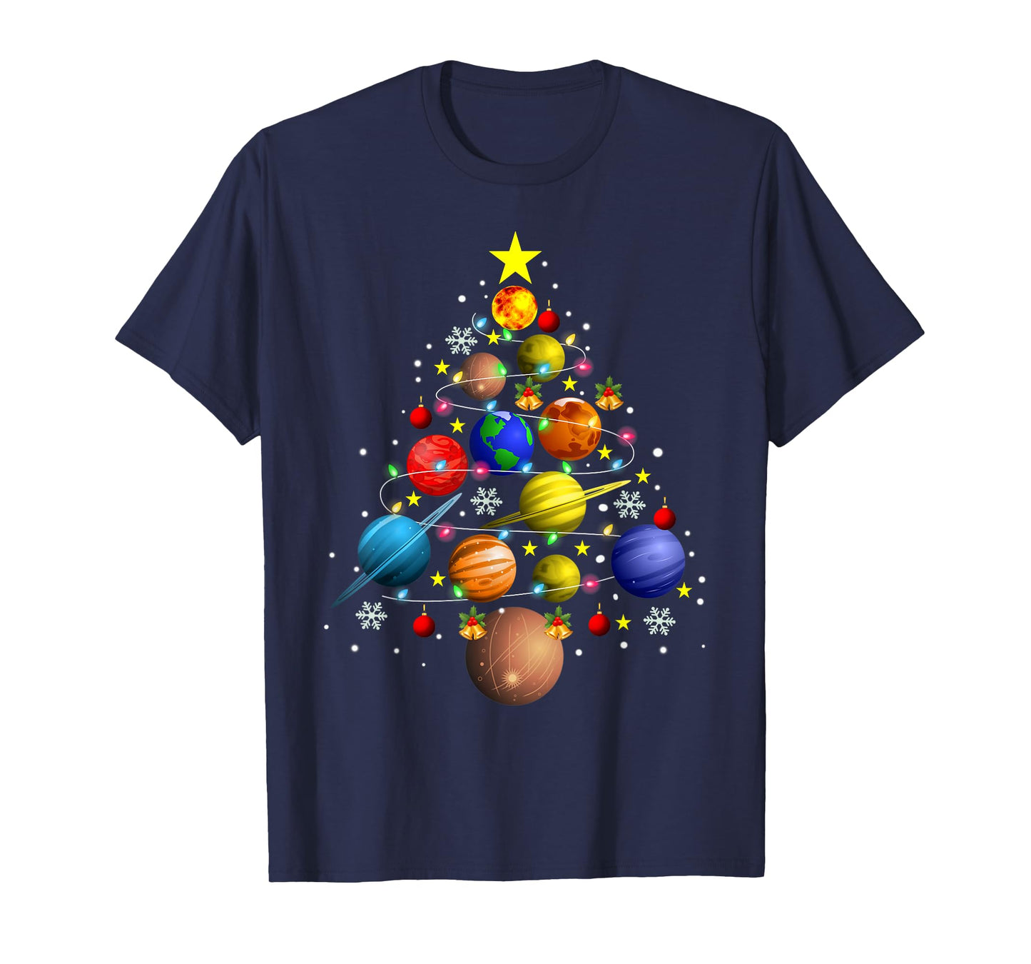 Solar System Planets Christmas Tree Tee Astronomy Xmas Gift T-Shirt