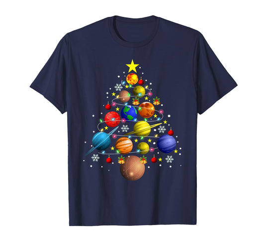 Solar System Planets Christmas Tree Tee Astronomy Xmas Gift T-Shirt