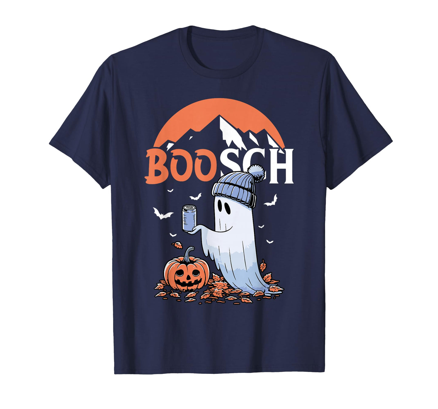 Cute Boo Ghost Halloween Pumpkin Beer Drinking Spooky Season T-Shirt