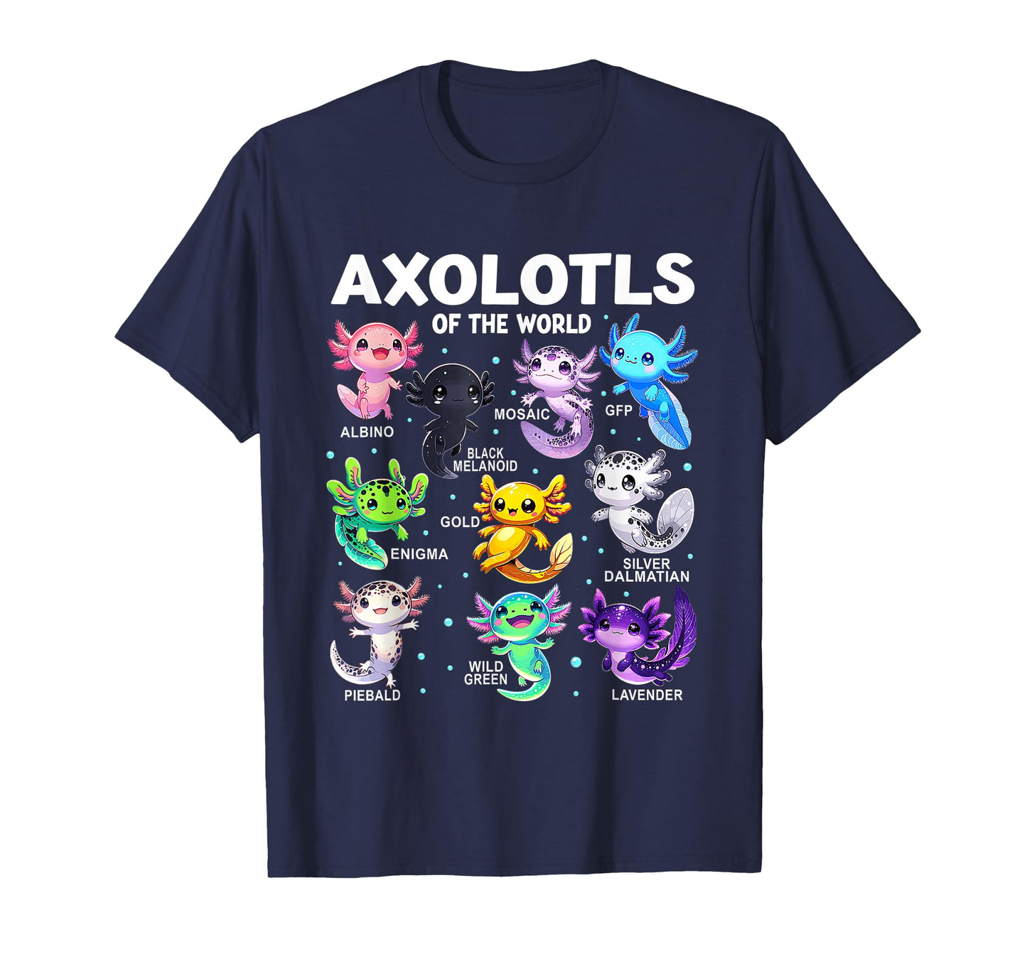 Kawaii Axolotls of The World Graphic Tees Axolotl Animals T-Shirt