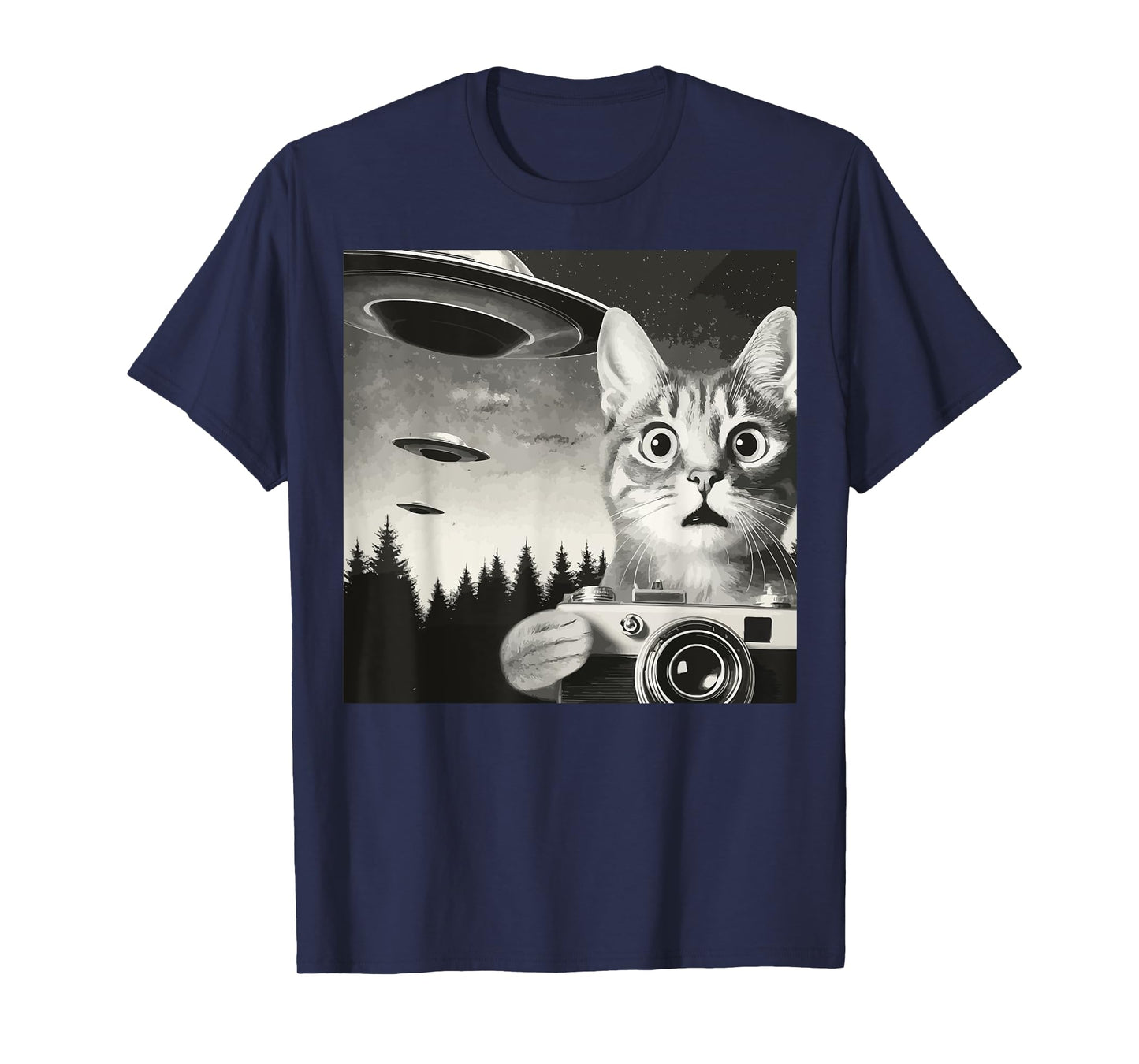 Alien Cat UFO Camera Graphic Alien Feline Photography Men Women T-Shirt