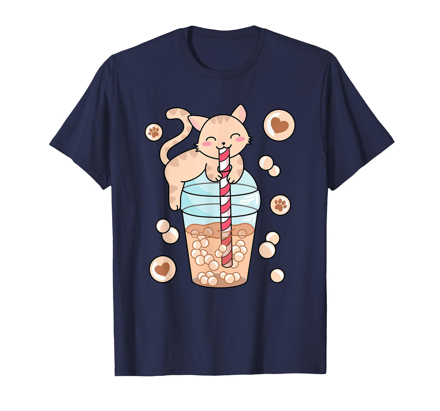Japanese Anime Cat Kawaii Bubble Tea Women Girls Kids T-Shirt