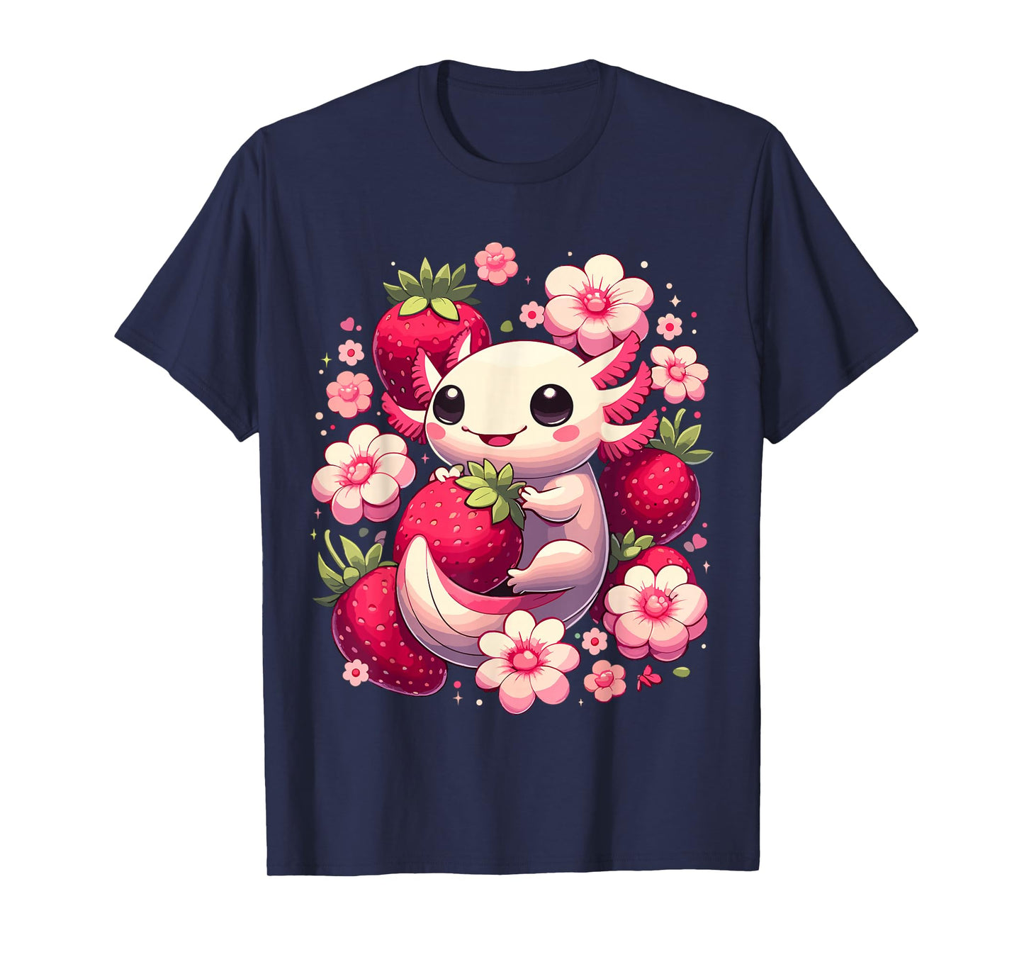 Cute Axolotl Kawaii Anime Axolotl Strawberry T-Shirt