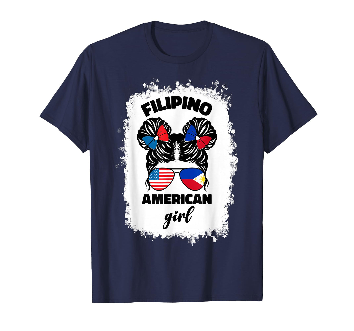 Half American Half Filipino Philippines Usa Flag Kids Girl T-Shirt