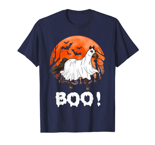 Funny Ghost Boo Horse Equestrian Lover Halloween Costume T-Shirt