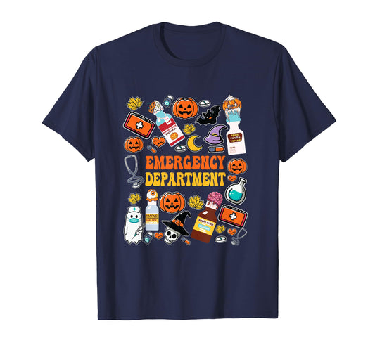 Funny Emergency Department ER Nurse Halloween Spooky Season T-Shirt