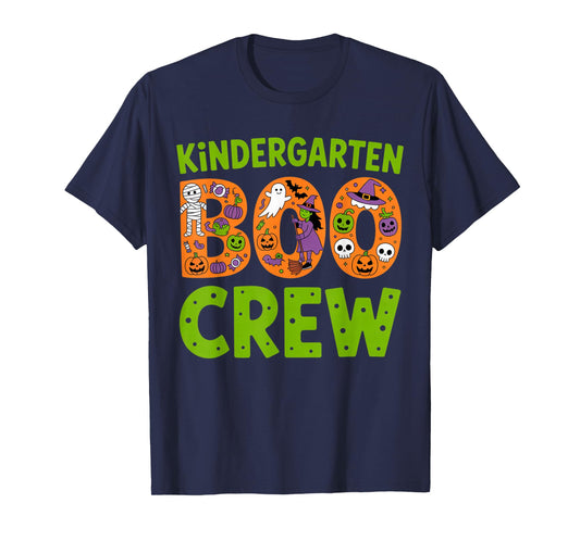 Kindergarten Boo Crew Funny Halloween Teacher Kids T-Shirt
