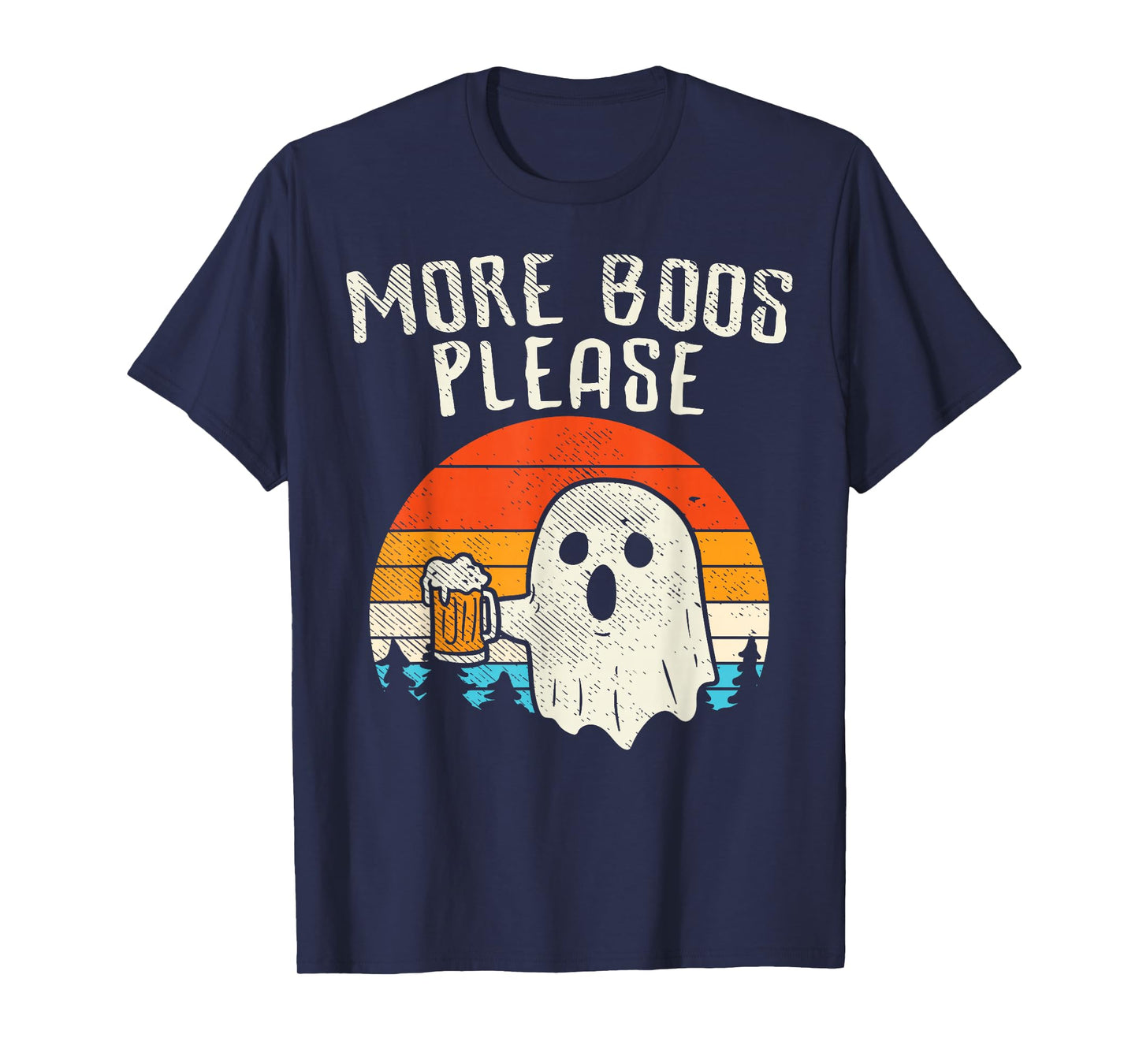 More Boos Please Ghost Beer Retro Halloween Drinking Men T-Shirt