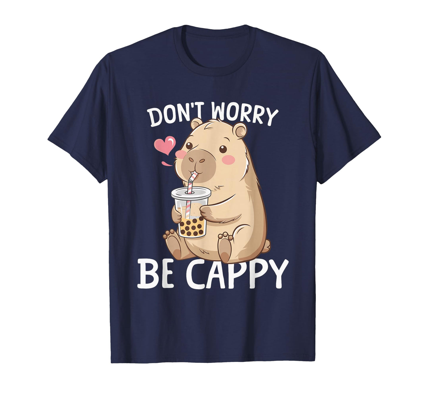 Cute Capybara Kawaii Anime Drinking Bubble Tea Capy Lover T-Shirt