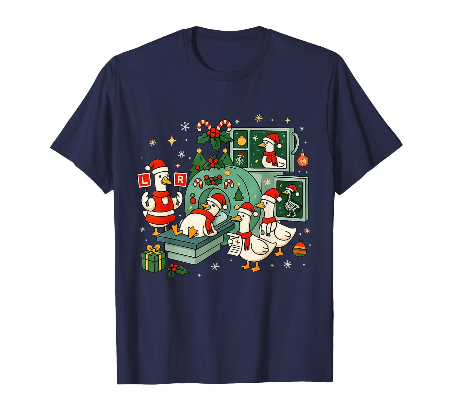 Funny Radiology Christmas Silly Goose Santa CT Tech MRI Tech T-Shirt