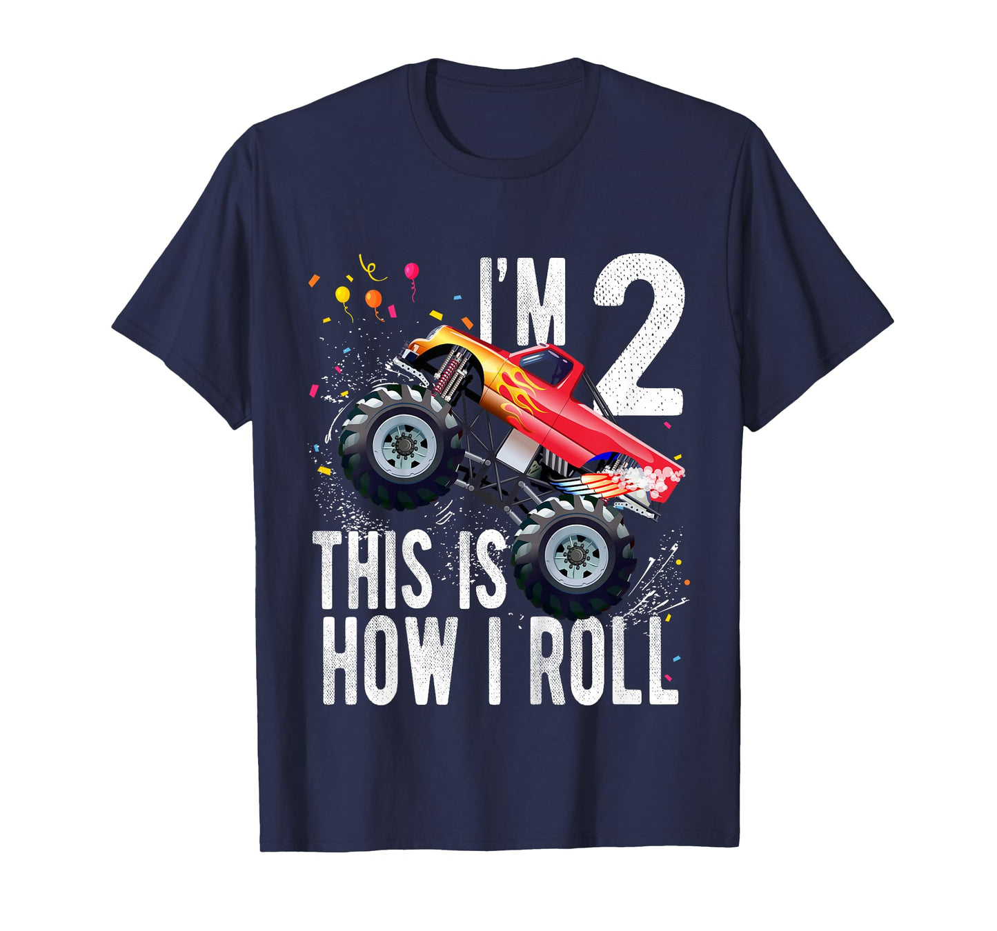 2 Year Old 2nd Birthday Boy Monster Truck Car T-Shirt