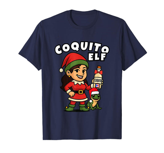 Funny Puerto Rico Christmas Coquito ELF Bilingual for her T-Shirt
