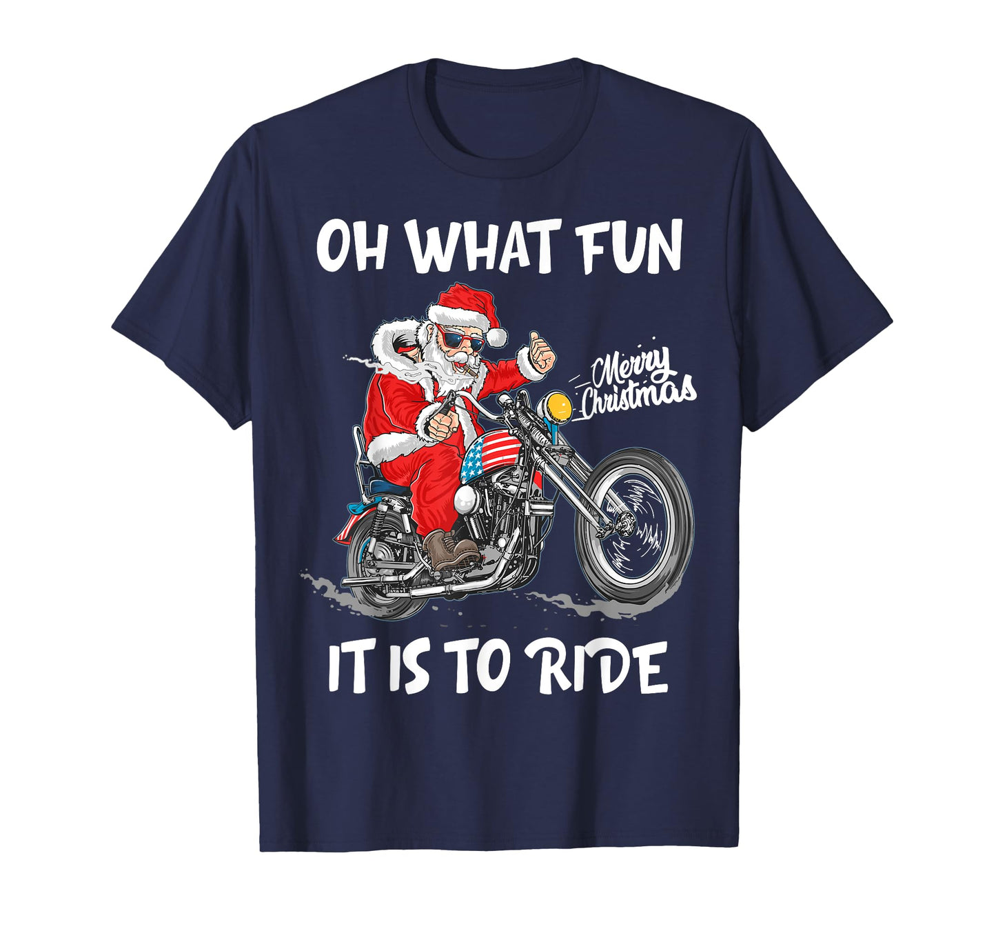 Biker Santa Motorcycle Fan Merry Christmas Xmas Holidays T-Shirt
