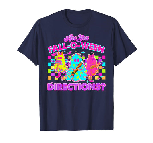 are You Fall-O-Ween Directions Neon Ghost Teacher Halloween T-Shirt
