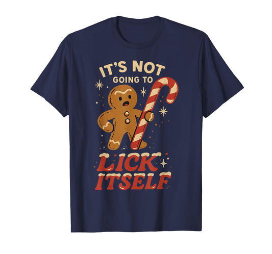 Gingerbread Man Candy Inappropriate Funny Christmas Graphic T-Shirt