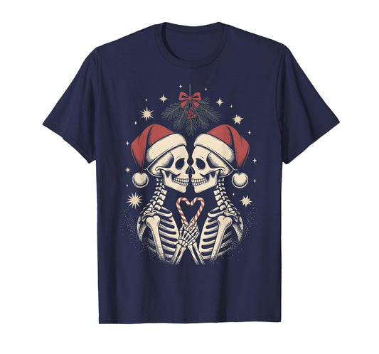 Christmas Matching Gothic Couple Dark Humor Skeleton Emo T-Shirt