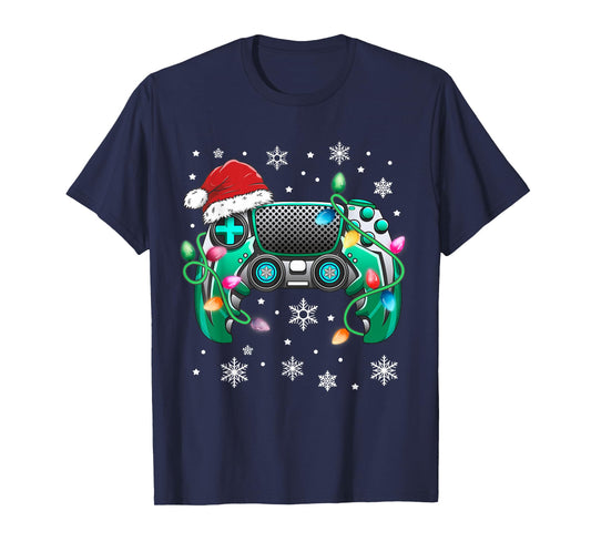 Video Game Controller Christmas Santa Hat Gamer Boys T-Shirt T-Shirt