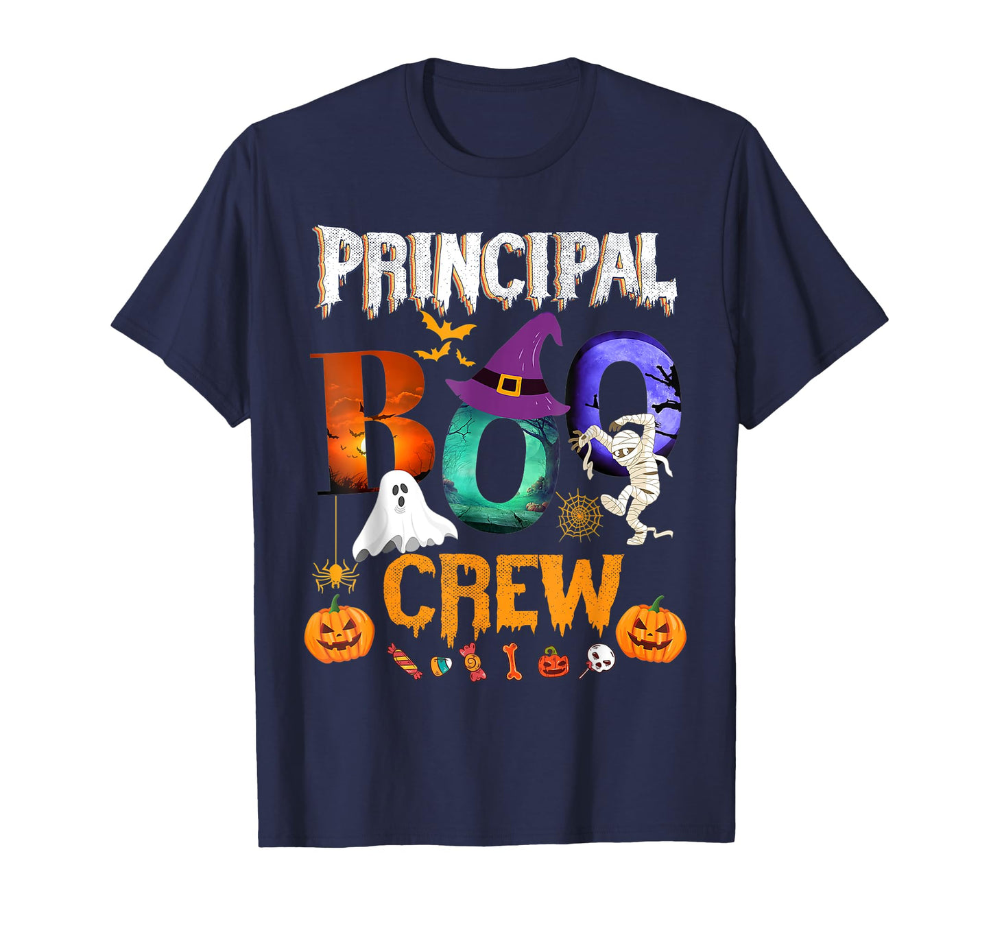 Principal Boo Crew Teacher Student Funny Halloween Costume T-Shirt for Men Women Kids