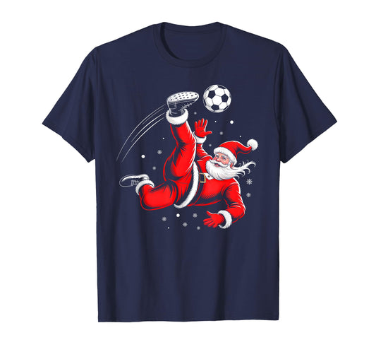 Santa Plays Soccer Christmas Sports Design for Men Boys T-Shirt