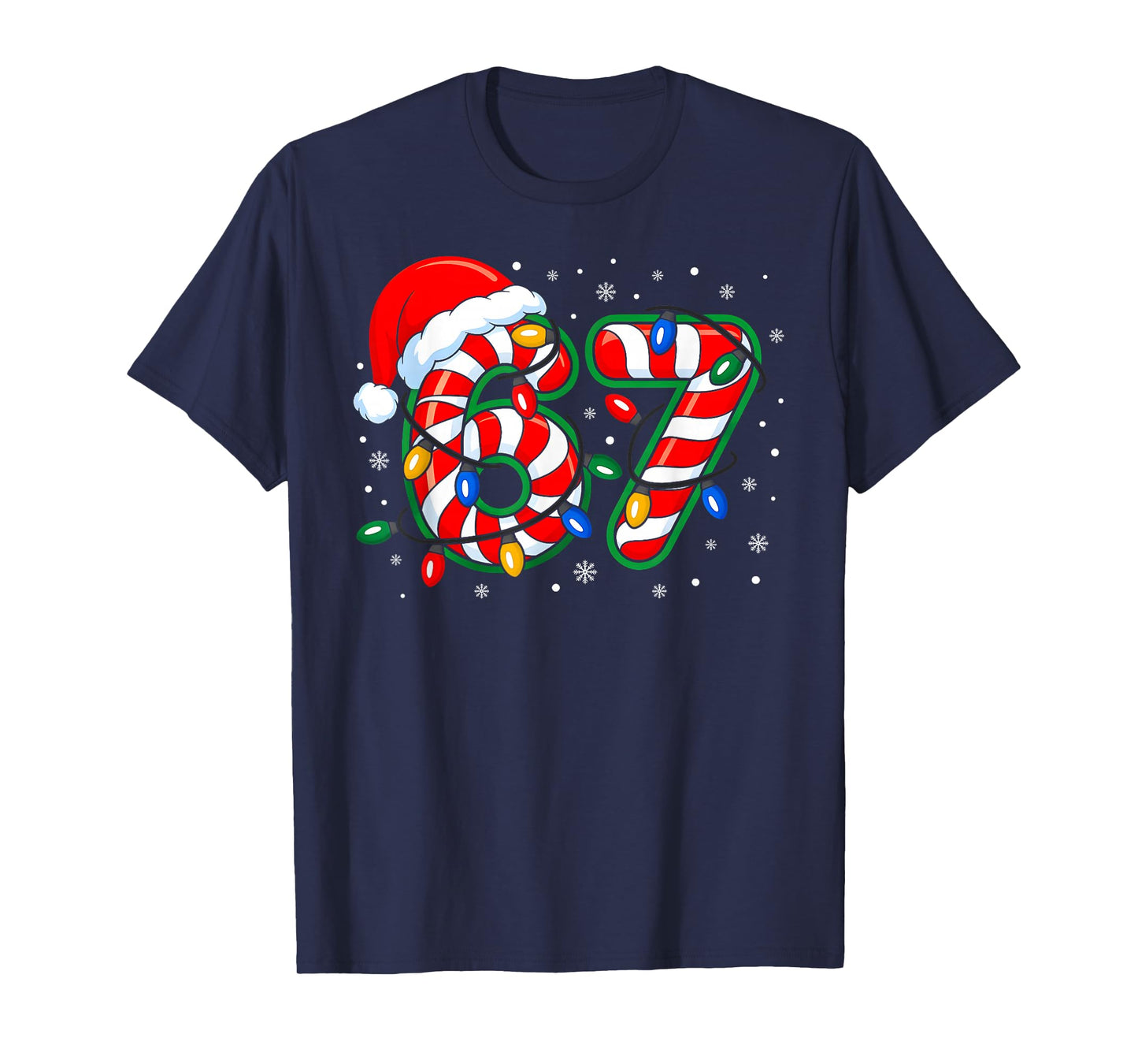 Funny Six Seven 67 Meme 6 7 Christmas Candy Cane Boys Kids T-Shirt
