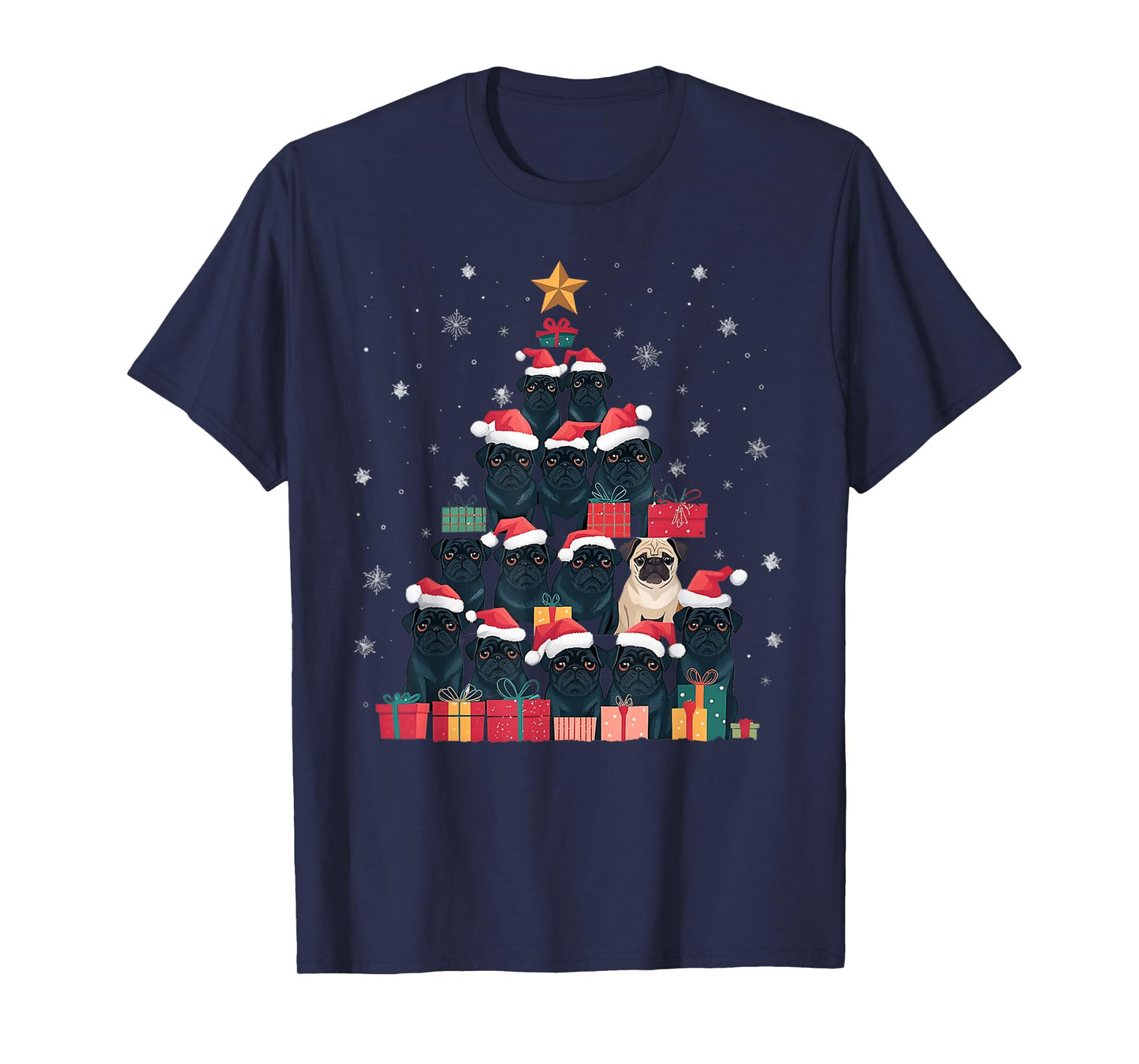 Black Pug Christmas Tree Dog Santa Xmas Merry Dogmas T-Shirt for Men Women Kids