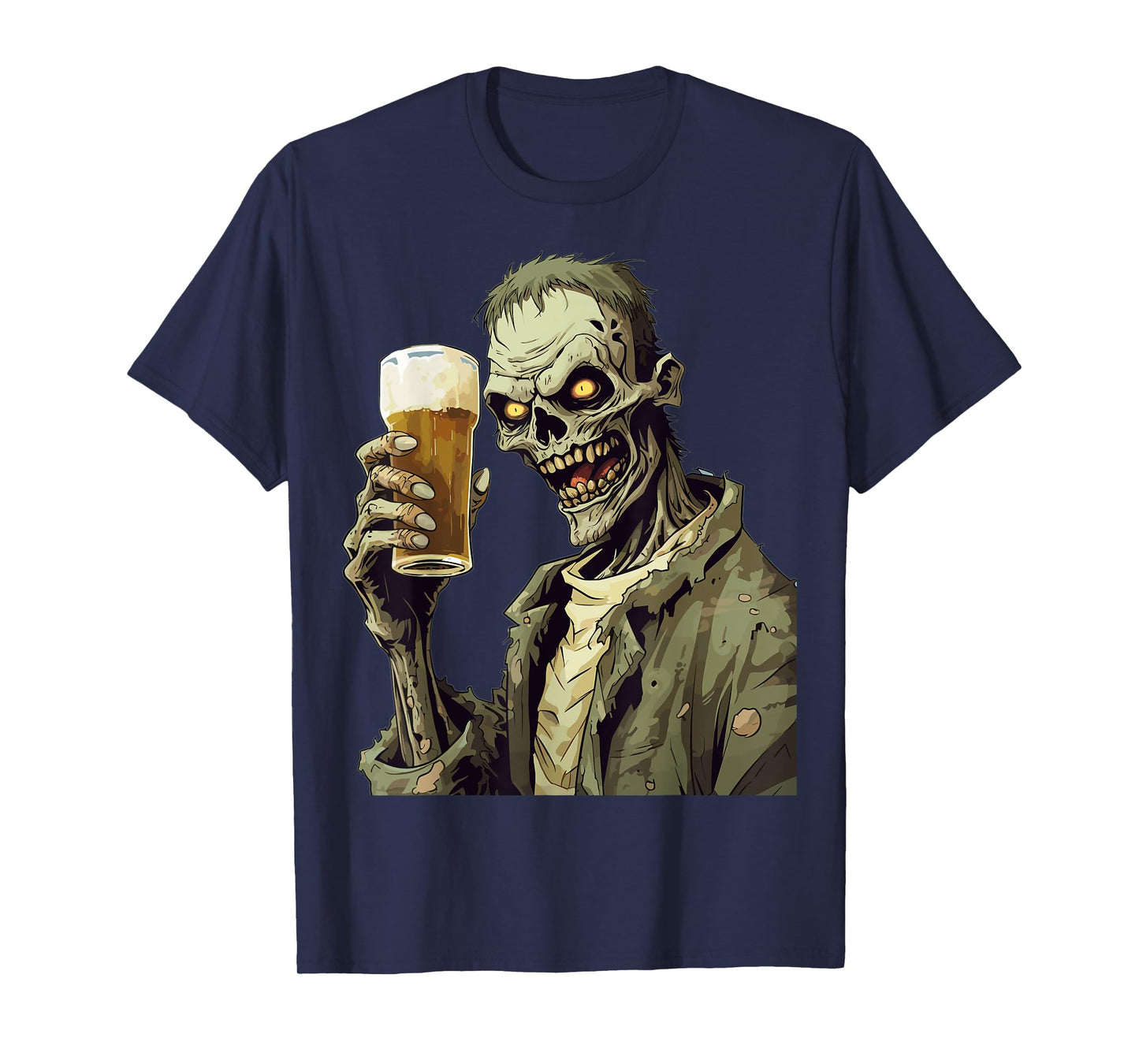 Halloween Zombie Drinking Beer T-Shirt