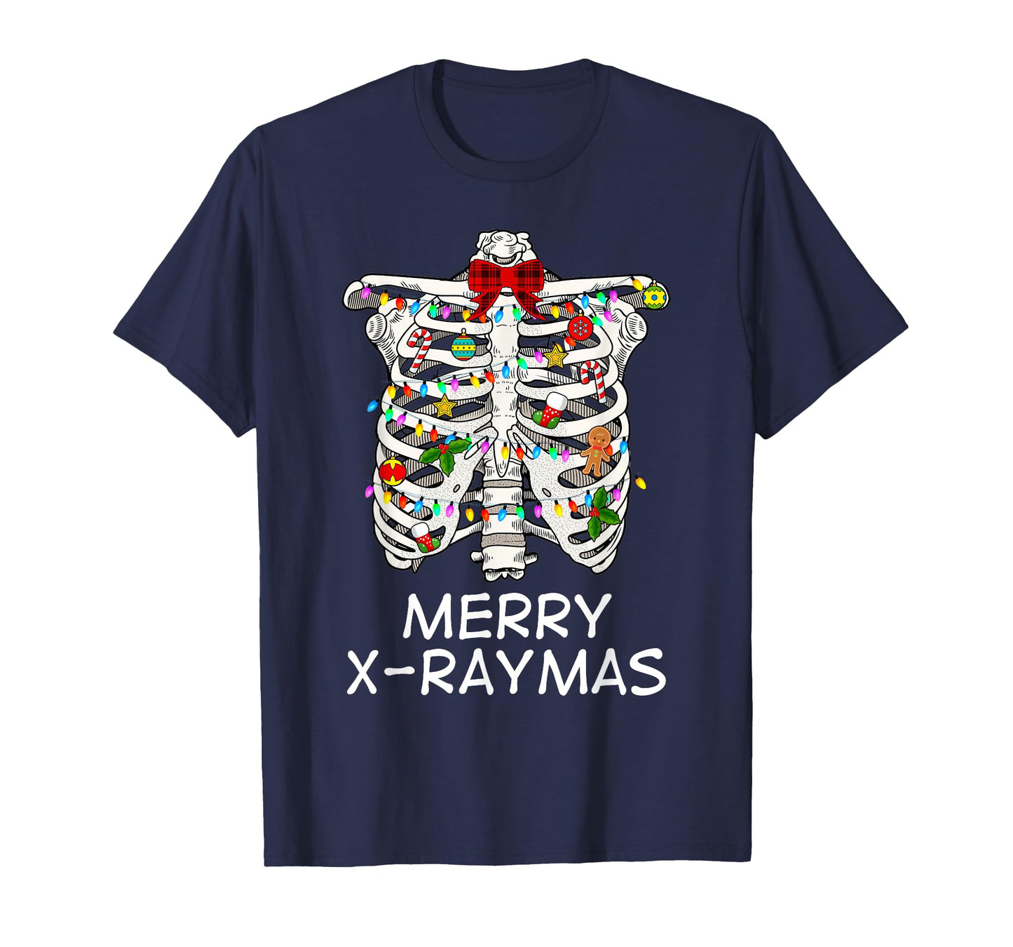 Merry X-Raymas Skeleton Rib Cage Radiology Christmas Gift T-Shirt
