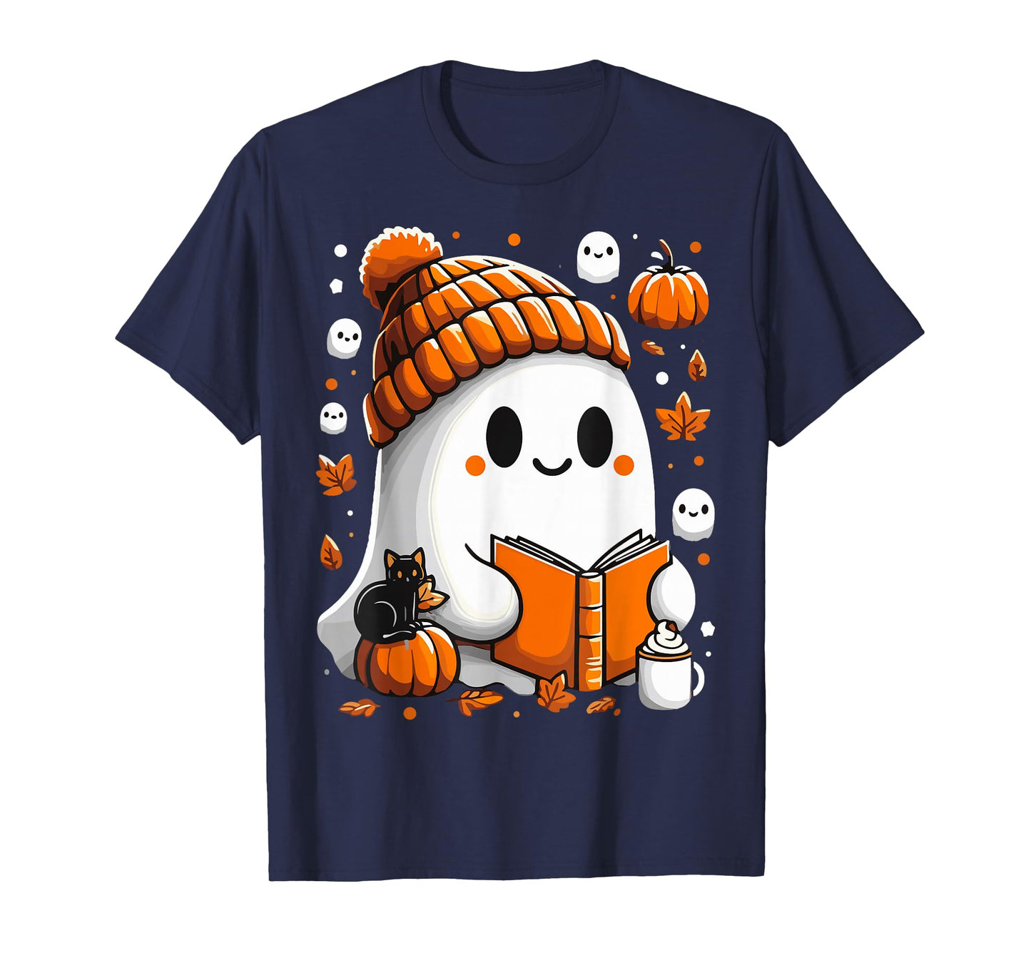 Ghost Reading Book Autumn Halloween T-Shirt
