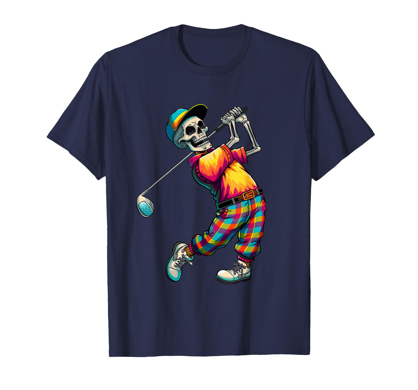 Skeleton Golf Halloween Golfer Golf Player Funny Men Dad T-Shirt