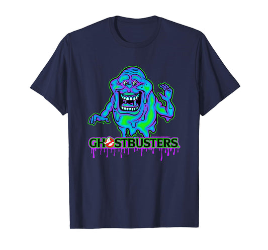 Ghostbusters Ghost Slimer Colourful Neon Big Chest Logo T-Shirt