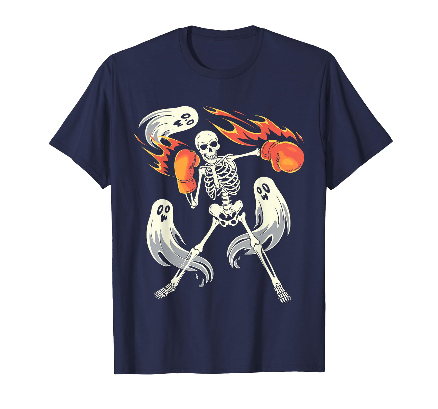 Funny Skeleton Boxing Lovers Spooky Halloween Boxer Ghosts T-Shirt