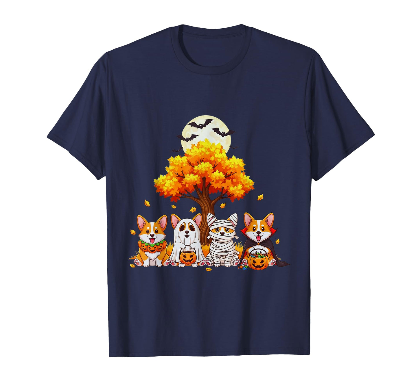 Halloween Corgi Dogs Ghost Mummy Vampire Pumpkin Fall Season T-Shirt