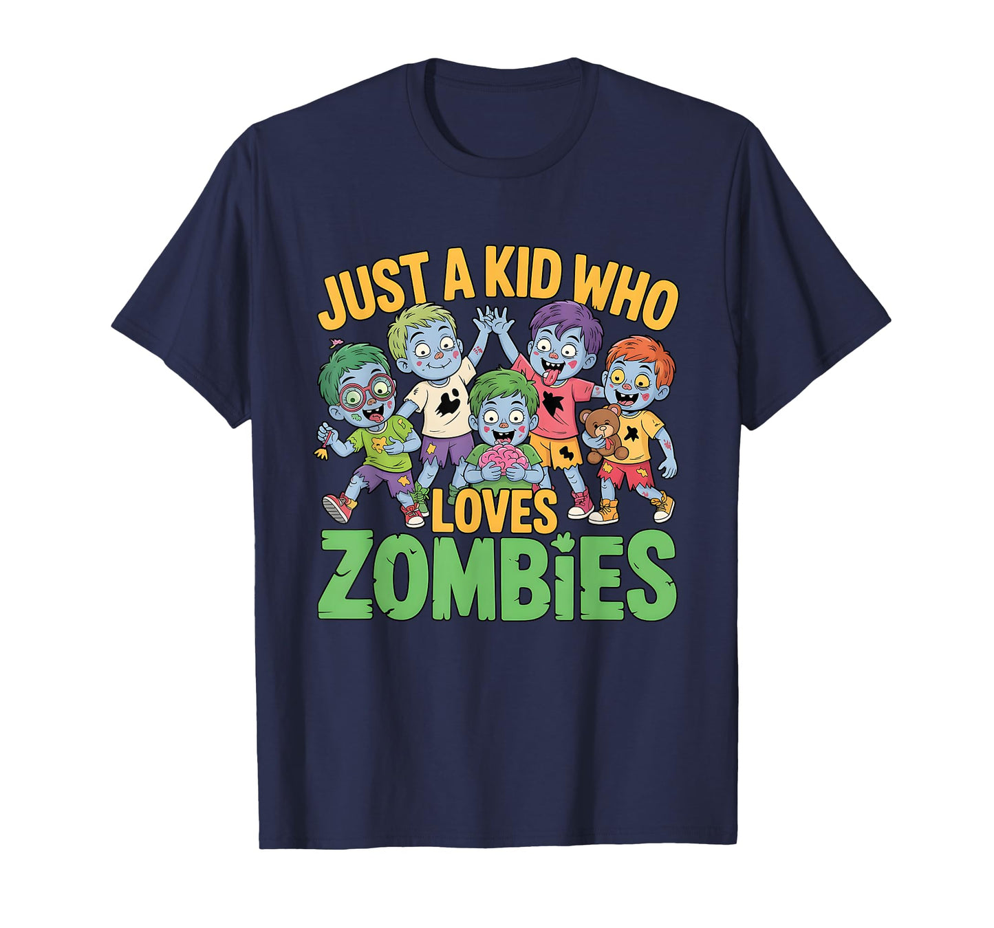 Just A Kid Who Loves Zombies Funny Halloween Costume Kids T-Shirt