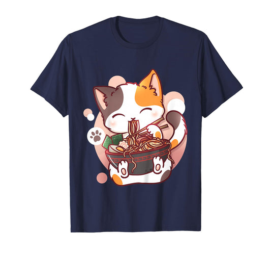 Kids Ramen Cat Anime Bowl Kawaii Neko Japanese T-Shirt