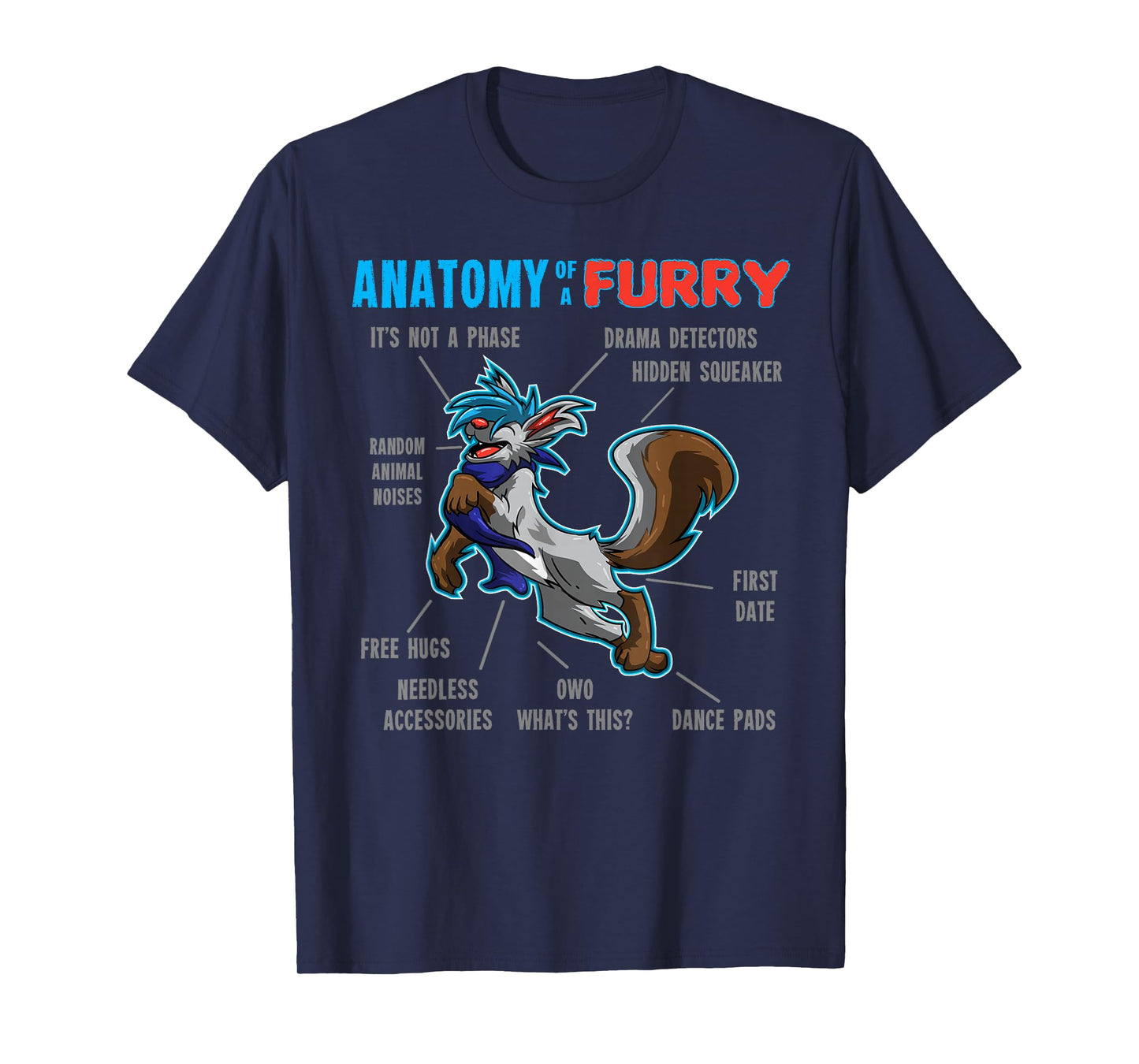 Furry shirt - Anatomy of a Furry - cartoon wolf shirt T-Shirt