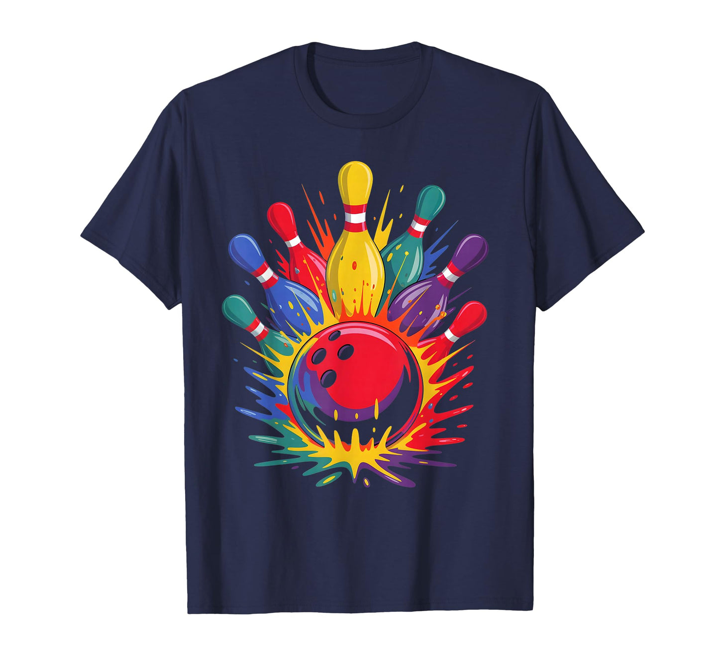 Colorful Bowling Game Day Bowler Cute Colorsplash Ball T-Shirt