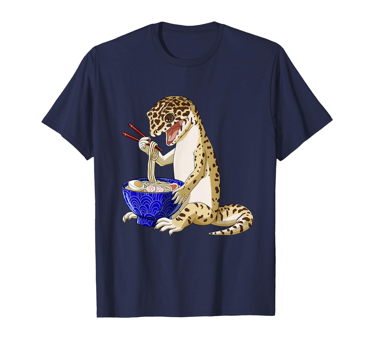 Funny Japanese Kawaii Ramen Reptile Leopard Gecko T-Shirt Small