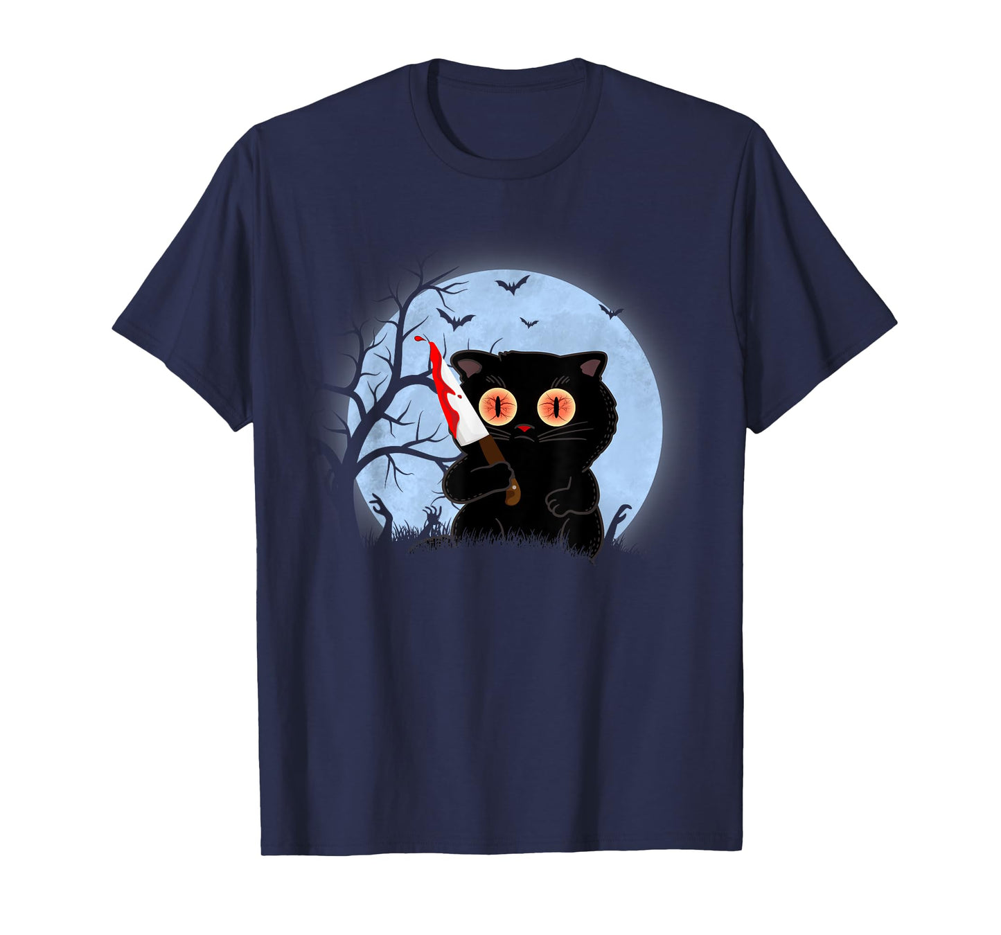 Funny scary black horror cat screaming what halloween bloody T-Shirt for Men Women