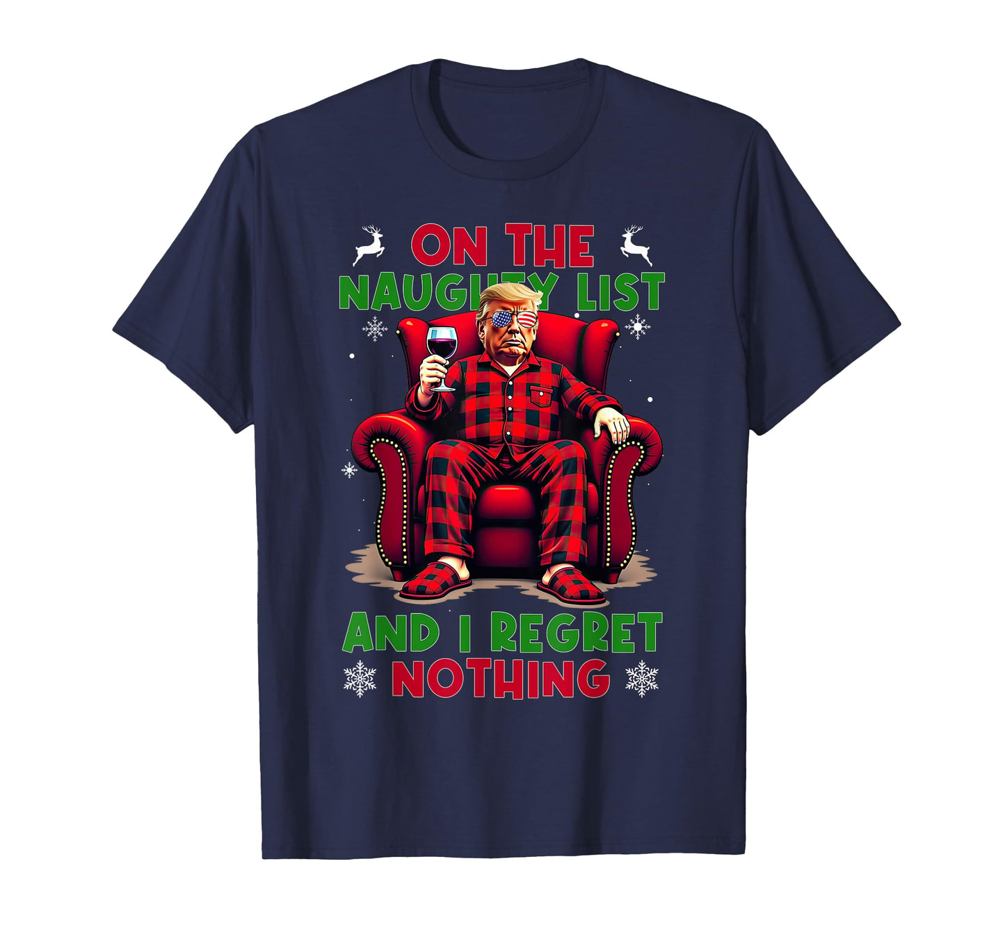 On the Naughty List and I Regret Nothing Horror Christmas T-Shirt