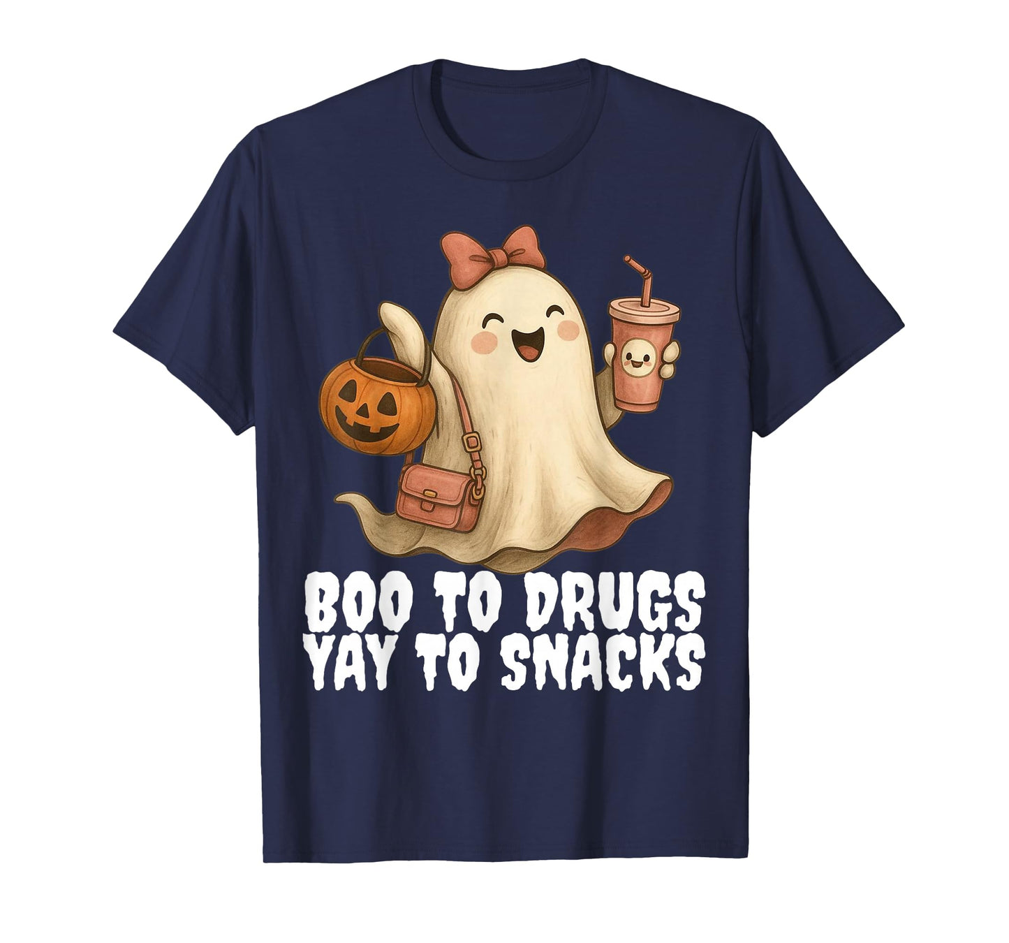 Drugs Ghost Drug Free Halloween Red Ribbon Week Teacher T-Shirt
