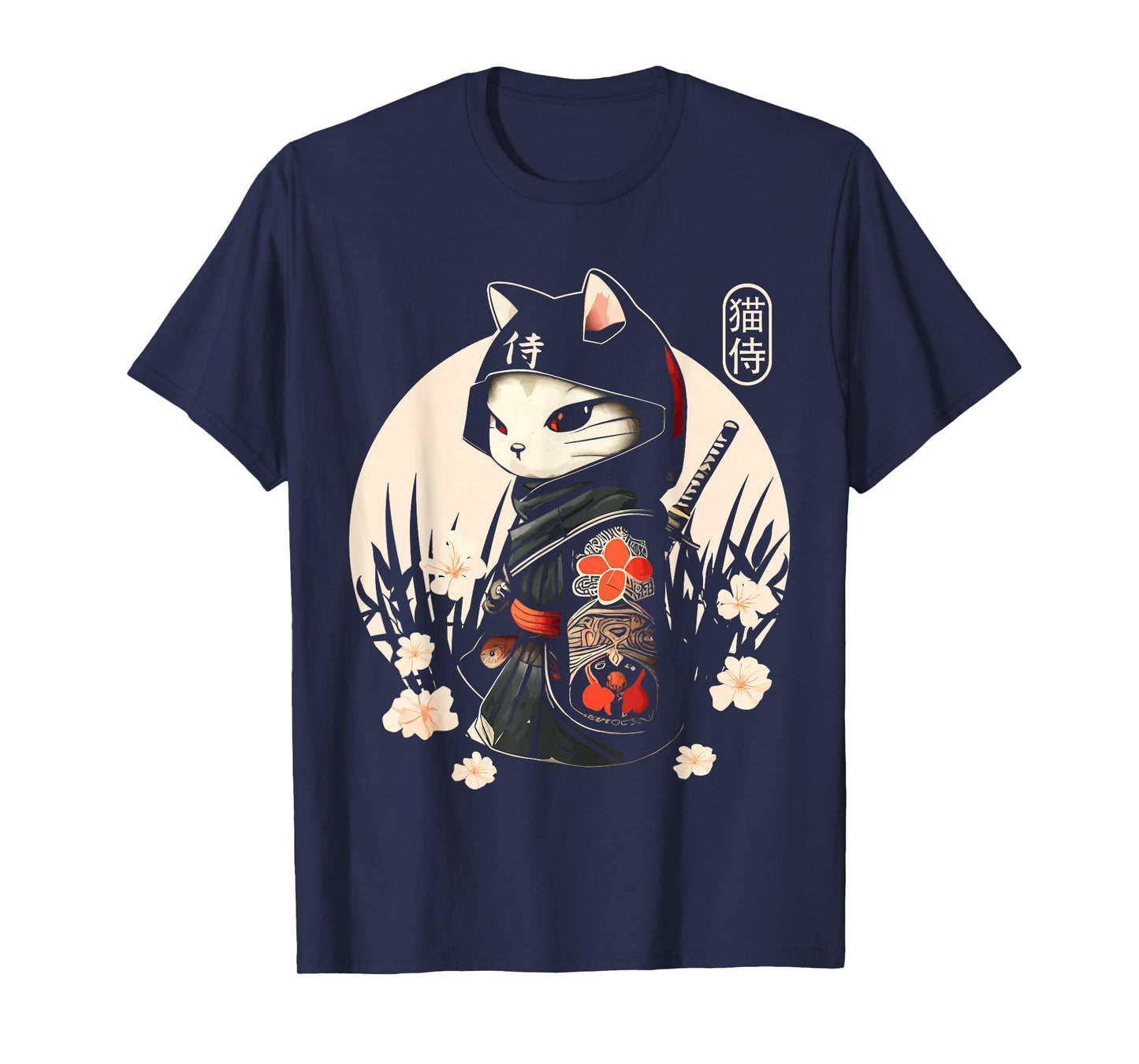 Japanese Samurai Cat Tattoo, Kawaii Ninja Cat T-Shirt