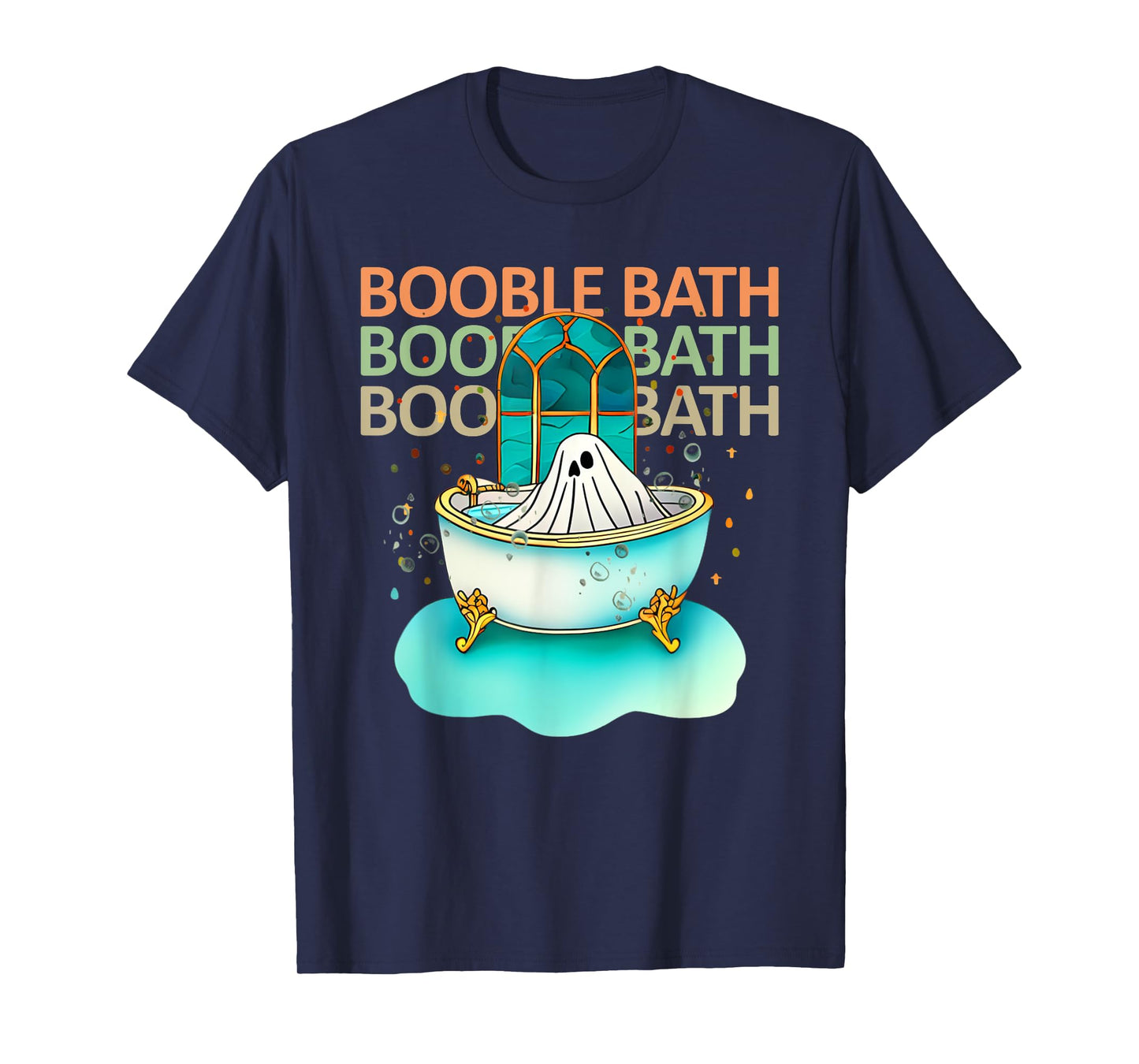 Ghost Bathtub Simple Halloween Costumes Cute Booble Bath Pun T-Shirt