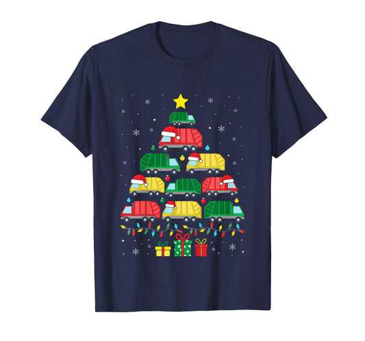 Kids Garbage Trucks Christmas Tree Xmas Boys Teen Kids Farmer T-Shirt